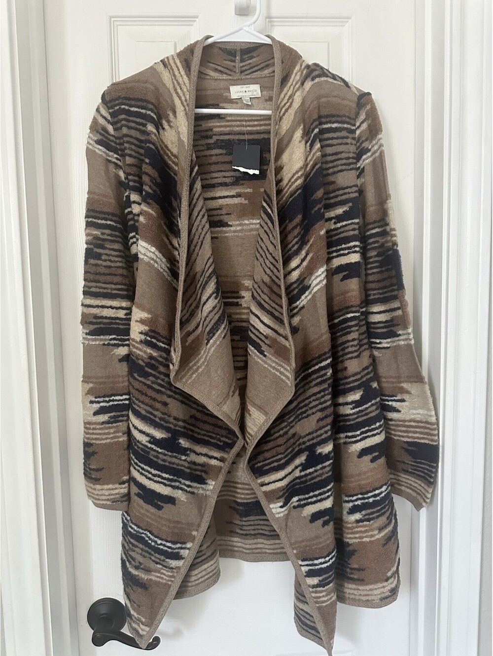 NWT - Lucky Brand Sweater Womens XS Aztec Brown/Blue/Crean Cardigan